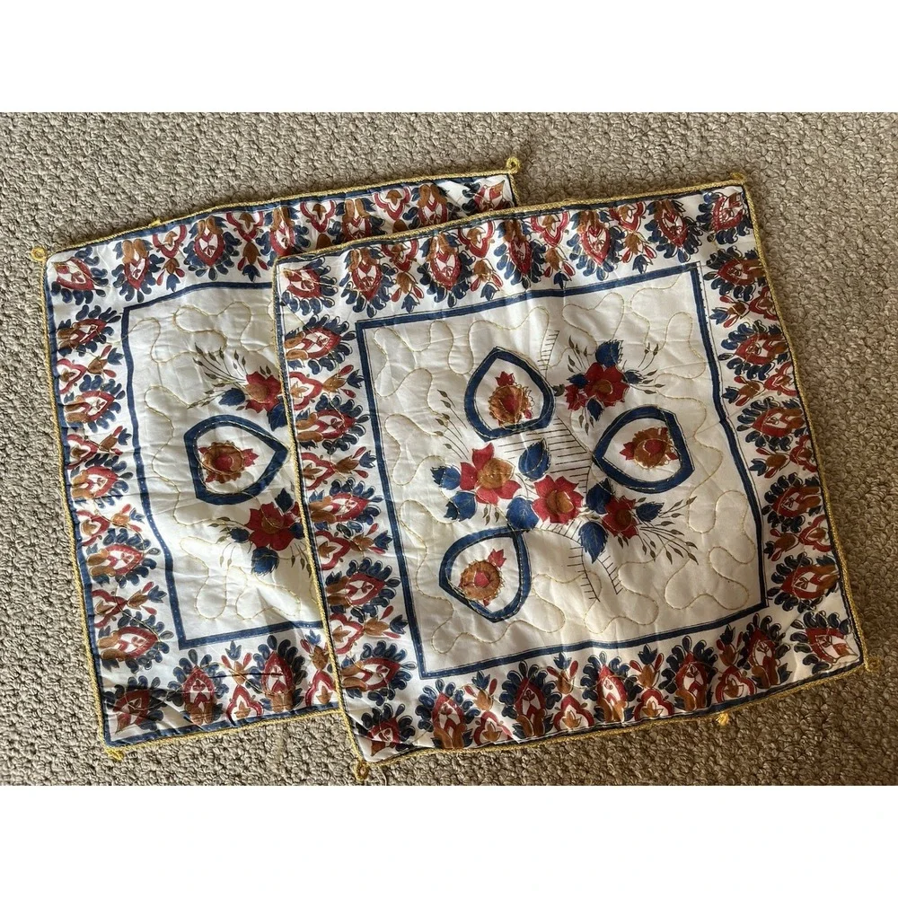 Set 2 Uzbek Suzani Pillow Covers Hand Embroidered Silk Cotton‎ Boho Decor